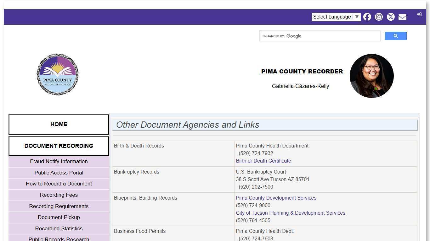 Pima County Recorder's Office - Document Links