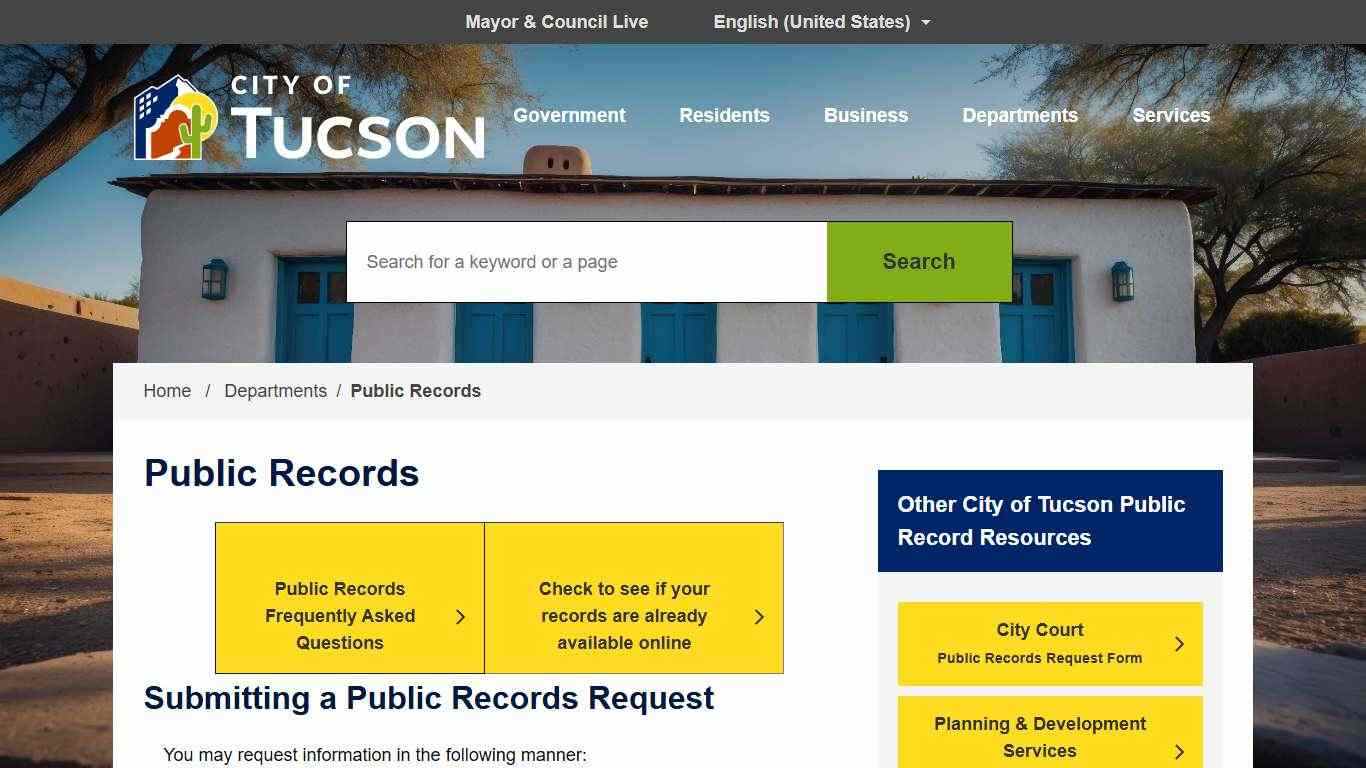 Public Records City of Tucson